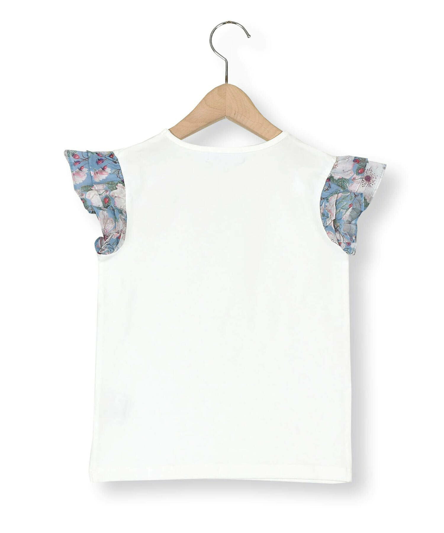 【お揃い】リバティ(DorsetRose)セルロース袖フリル+リボン付き半袖Tシャツ(90~140cm)